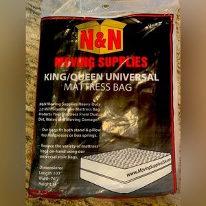 King/Queen Universal Mattress Bag. Heavy duty 2.0 mil polyethylene mattress bag